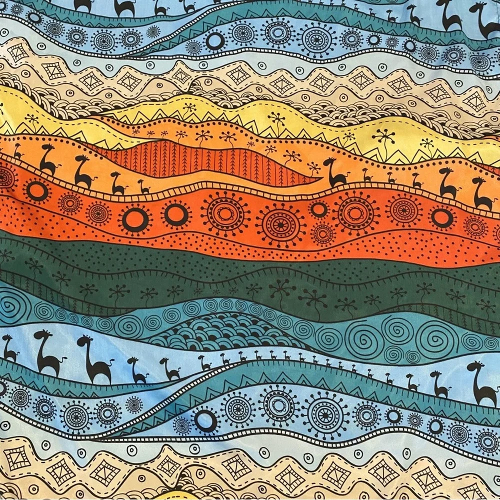 Vintage Winlar Kaftan Maxi Dress One Size Fits Most V-Neck Colorful Geometric - Picture 10 of 10